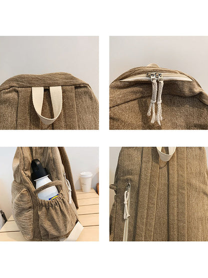 Couple Casual Solid Canvas Zipper Backpack XX1045 Ada Fashion