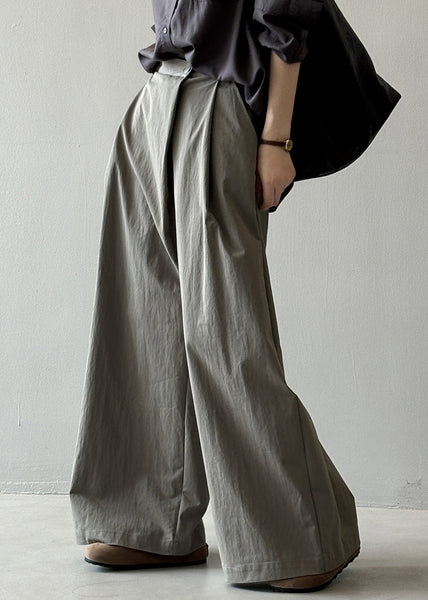 Organic Grey Pockets High Waist Cotton Wide Leg Pants Fall WD019 HS-LPTS241103
