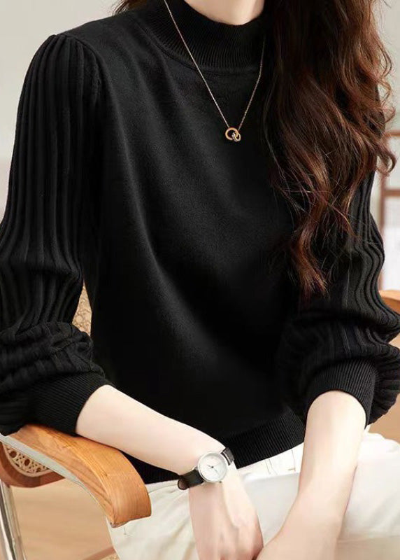 New Black Turtleneck Solid Knit Sweaters Fall QX032 shopify