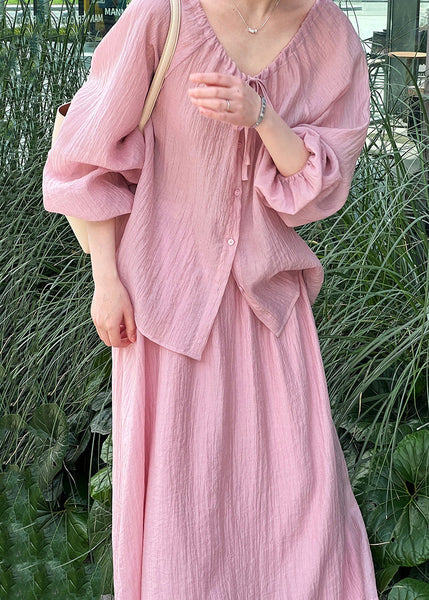 French Cotton Two And Up Pieces Set Skirts Yellow Tops Lace FashionChic