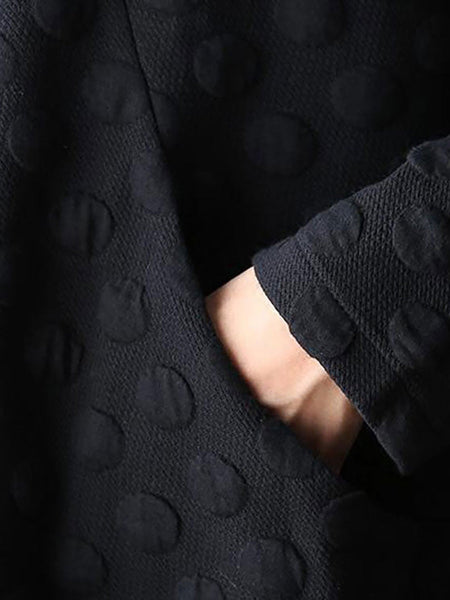 Plus Size Polka Dot Stretch Cotton Long Sleeve Dress AV1044 Genistyle Shop