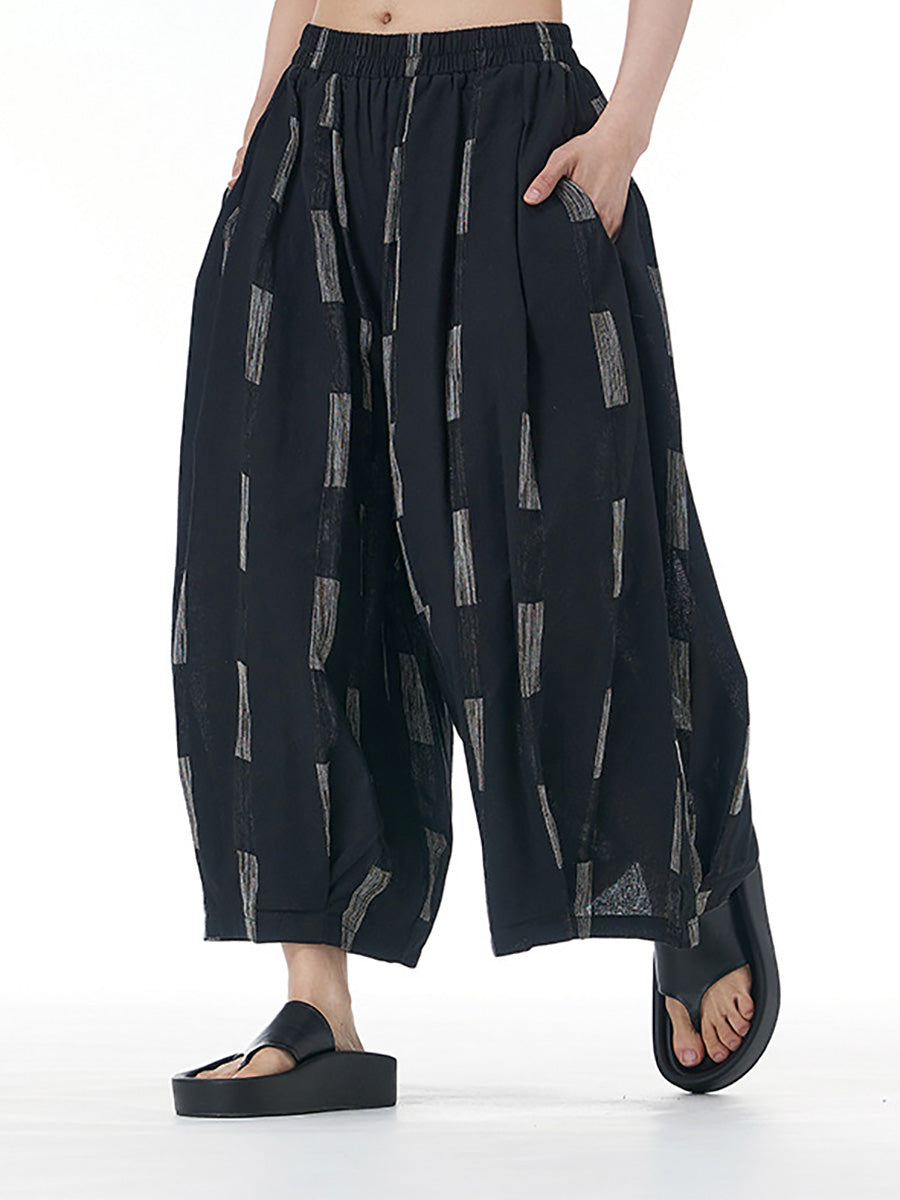 Women Summer Casual Print Wide-leg Cotton Pants FD033 AYFZ