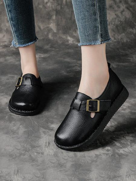 Low Casual Women Leather Pure Shoes Heel Color FashionChic