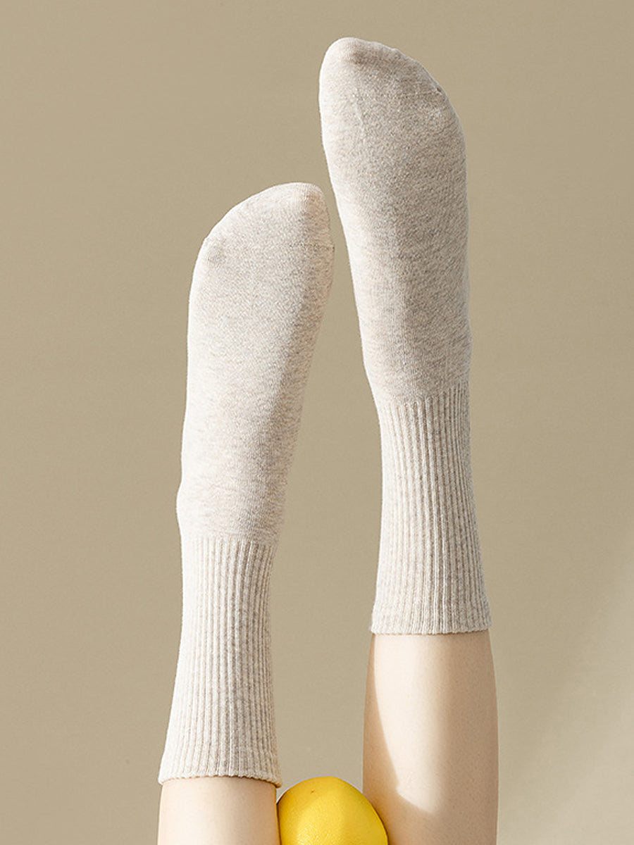 7 Pairs Women Winter Casual Solid Cotton Socks WU002 BUYKUD