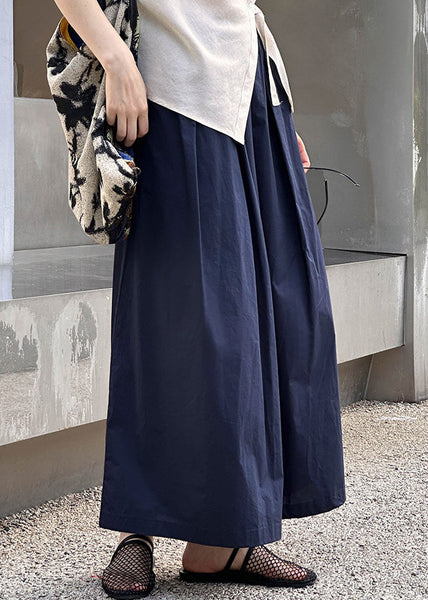 New Navy Pockets Elastic Waist Cotton Crop Pants Summer AF1077 HS-CPTS240914