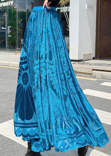 Blue Jacquard Velour pleated skirt Winter AJ1010 shopify