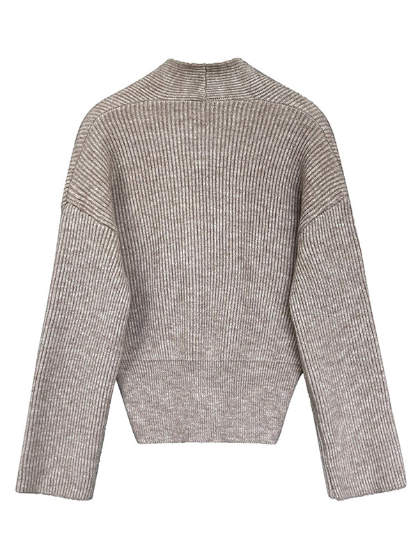 French Grey Cross V-Neck Long Sleeve Sweater QX012 shopify