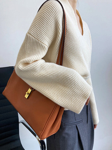 French Grey Cross V-Neck Long Sleeve Sweater QX012 shopify