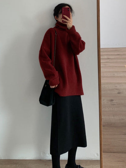 Original Red Turtle Neck Long Sleeves Sweater QX020 shopify