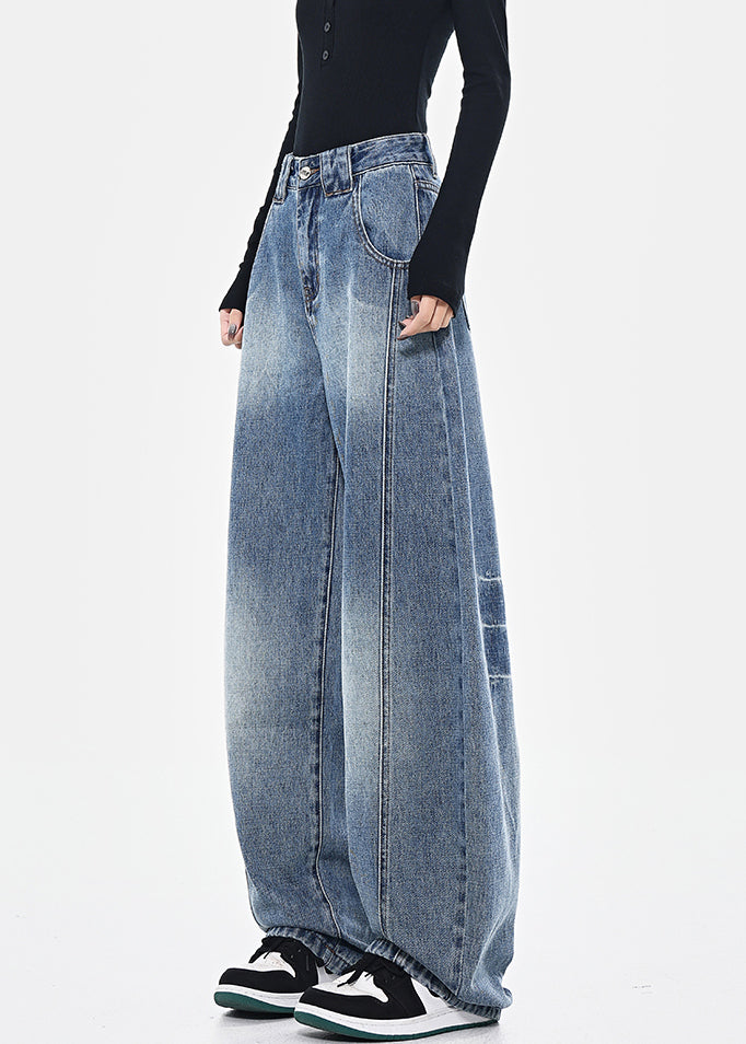 Pants Fashion Pockets High Spring Blue Patchwork Waist Denim FashionChic