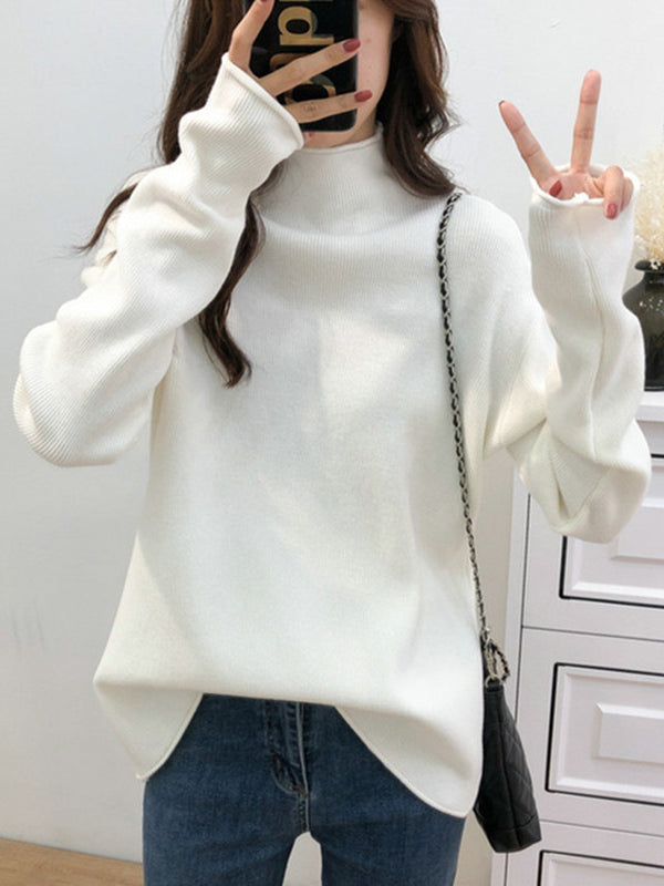 Casual Purple Half Turtleneck Long Sleeve Sweater AN1049 Genistyle Shop
