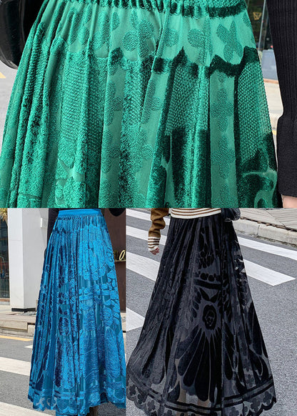 Blue Jacquard Velour pleated skirt Winter AJ1010 shopify