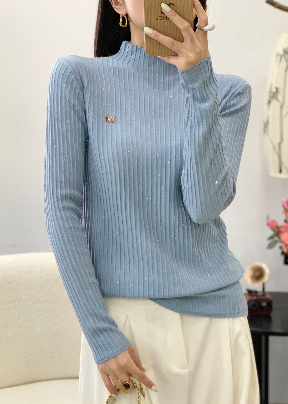 Stylish Red O Neck Sequins Wool Knit Sweater Fall QC026 shopify