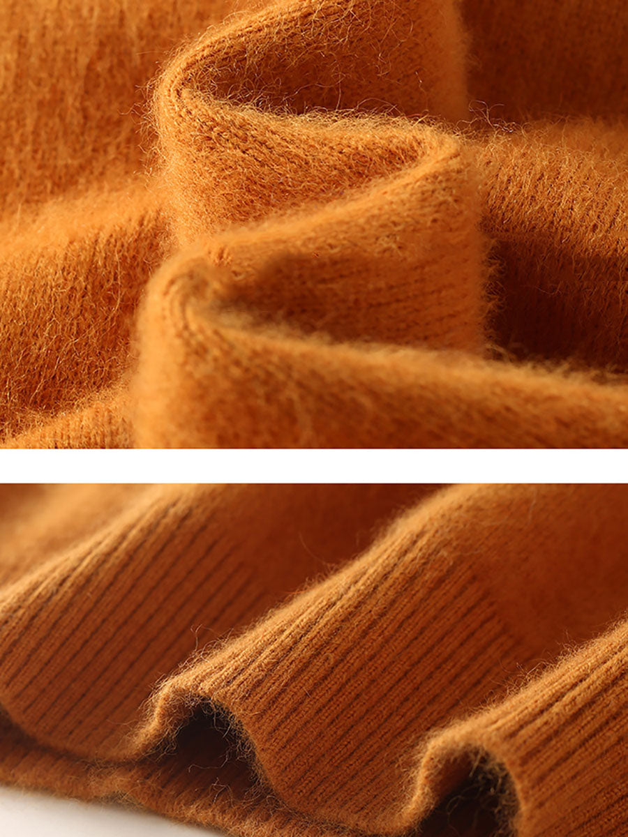 Women Autumn Casual O-Neck Soft 100%Wool Sweater QU030 BK