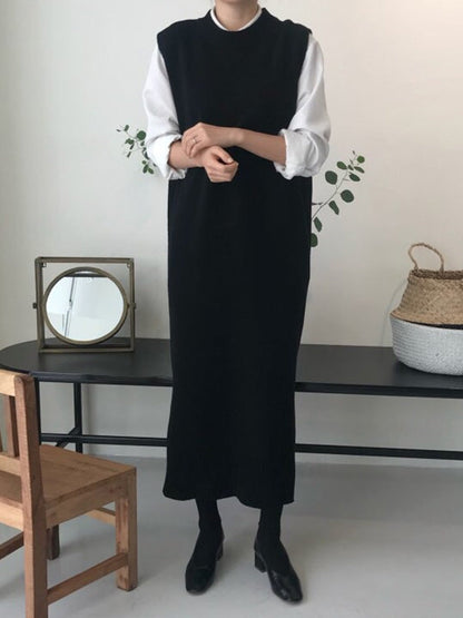 Urban Black Round-Neck Sleeveless Knit Dress QX017 shopify