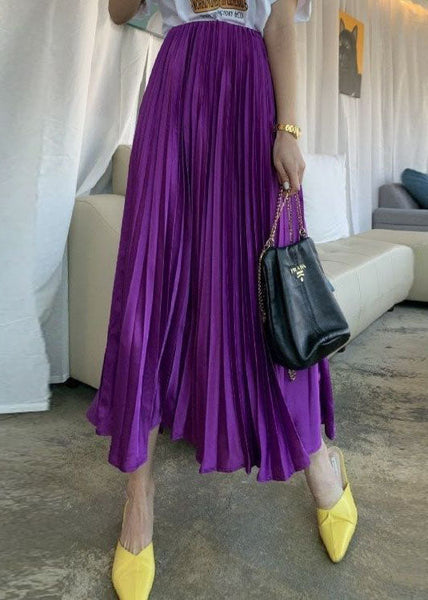 Italian Purple Wrinkled Exra Large Hem Silk Skirts Spring AZ1014 shopify