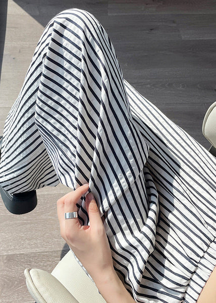 New White Striped Pockets High Waist Cotton Pants Summer NN011 shopify