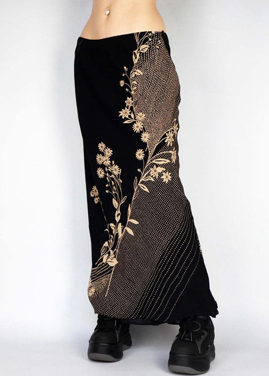 Art Low Waist Skirts Print Spring Holiday Black FashionChic