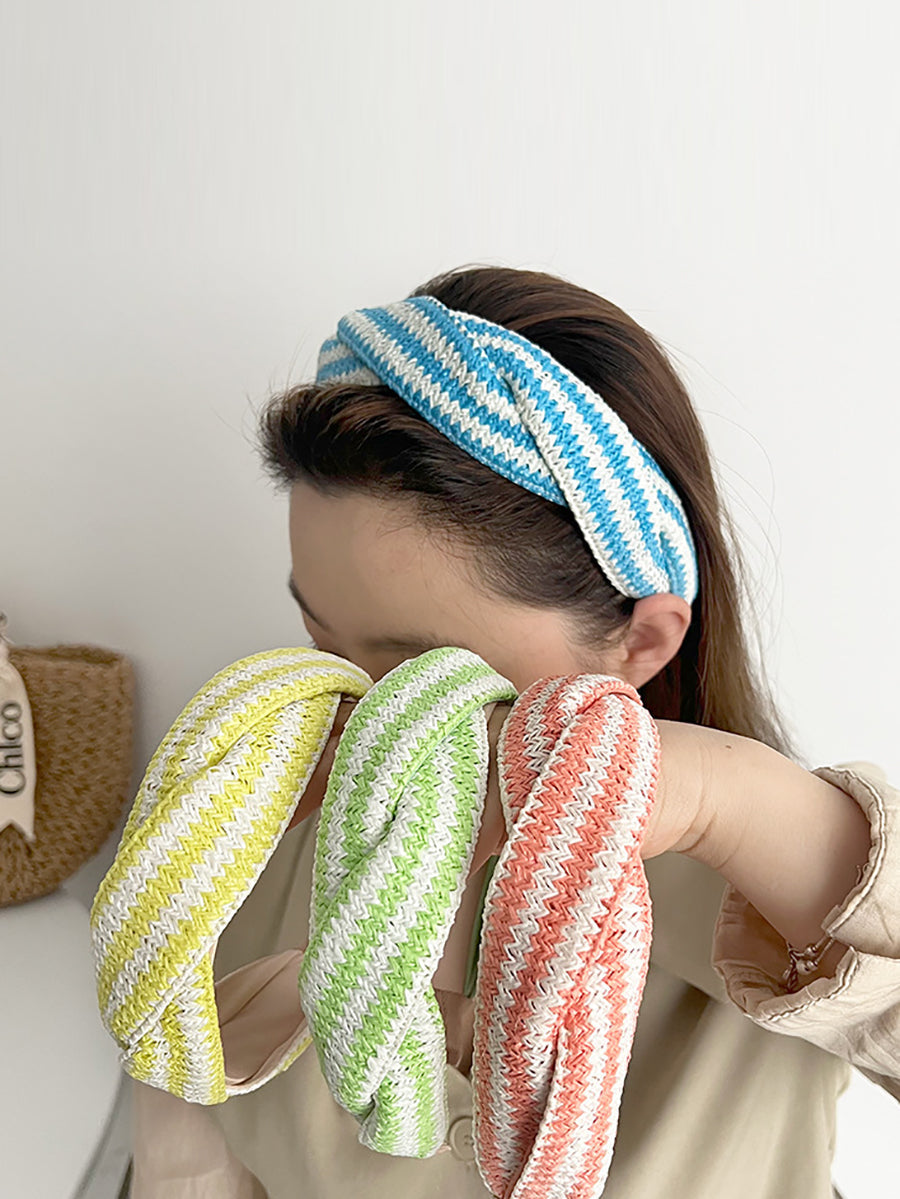 4 Pieces Set Women Artsy Colorblock Knitted Cross Hair Band AS1037 Ada Fashion