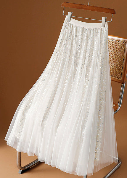 Loose Coffee Sequins Elastic Waist Tulle Skirt Spring RV002 ABC
