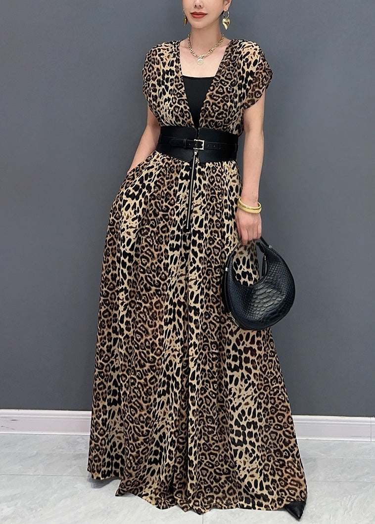 Organic Leopard Print Flattering Jumpsuits Summer AO1067 JDML-JPTS240909