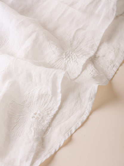 Women Summer Artsy Flower Embroidery Ramie Shirt TY1036 Ada Fashion