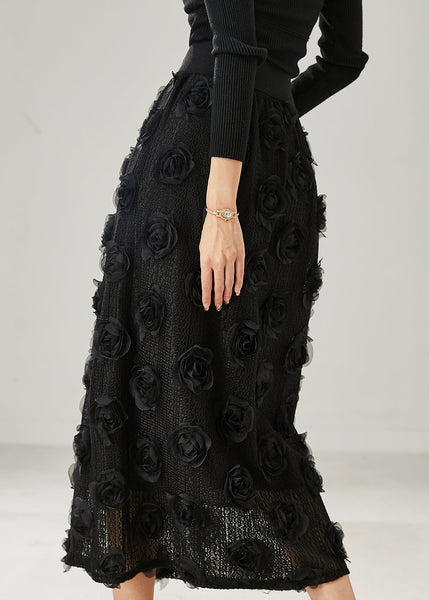 Natural Black Stereoscopic Floral Knit Skirts Summer AZ1047 shopify