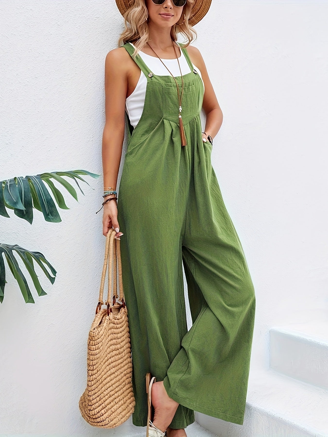 Boho Chic Sleeveless Jumpsuit - Comfort Fit with Pockets, Versatile Casual Wear for Women Furdela