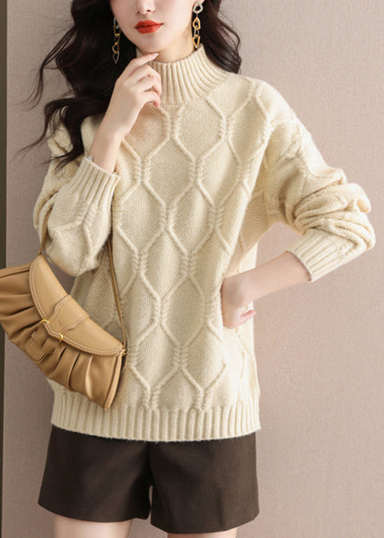 Women Coffee Turtleneck Cotton Knit Sweaters Winter WD040 OL-NTP241103