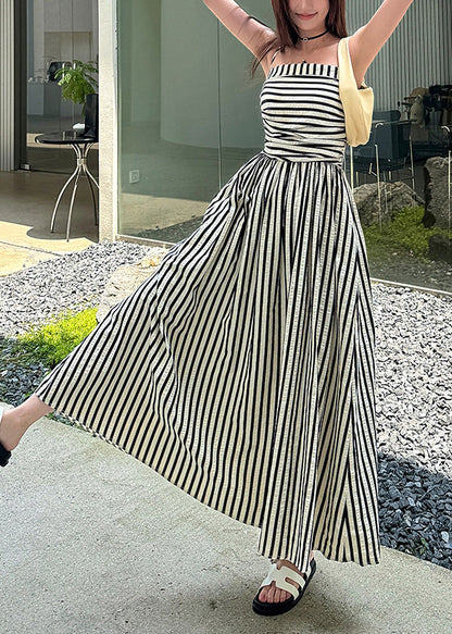 Holiday Style Black Striped Spaghetti Strap Dress Summer EE038 shopify