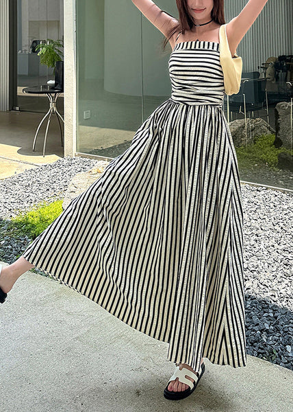 Holiday Style Black Striped Spaghetti Strap Dress Summer EE038 shopify