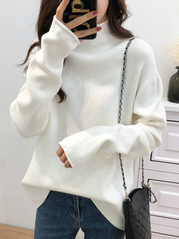 Casual Purple Half Turtleneck Long Sleeve Sweater AN1049 Genistyle Shop