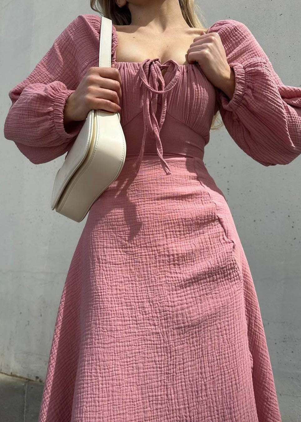 Fine Blue Square Collar Side Open Long Dress Fall EE012 shopify