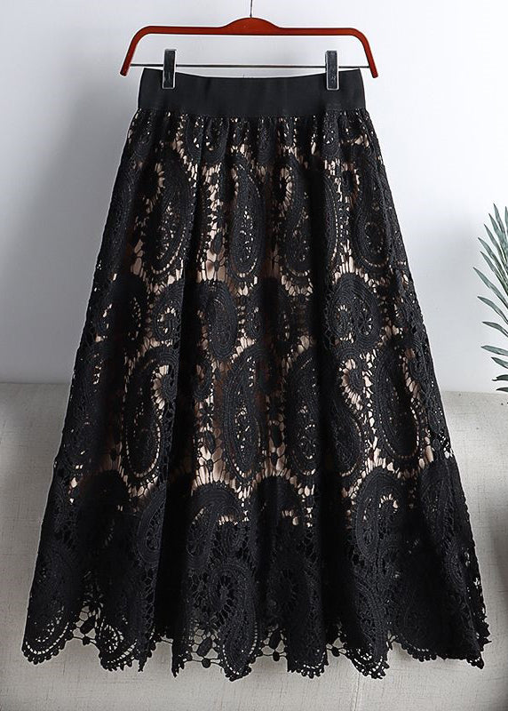 Women Black Hollow Out Elastic Waist Lace Skirts Spring TT1037 shopify