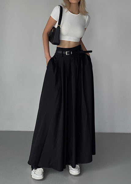 Boutique White Pockets Wrinkled High Waist Cotton Skirts Summer EE065 shopify