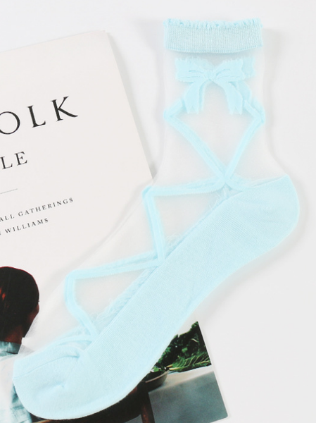 Strap Colors Socks Semi-Sheer 5 Pattern Bow FashionChic