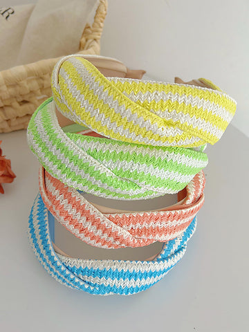 4 Pieces Set Women Artsy Colorblock Knitted Cross Hair Band BN1010 Ada Fashion