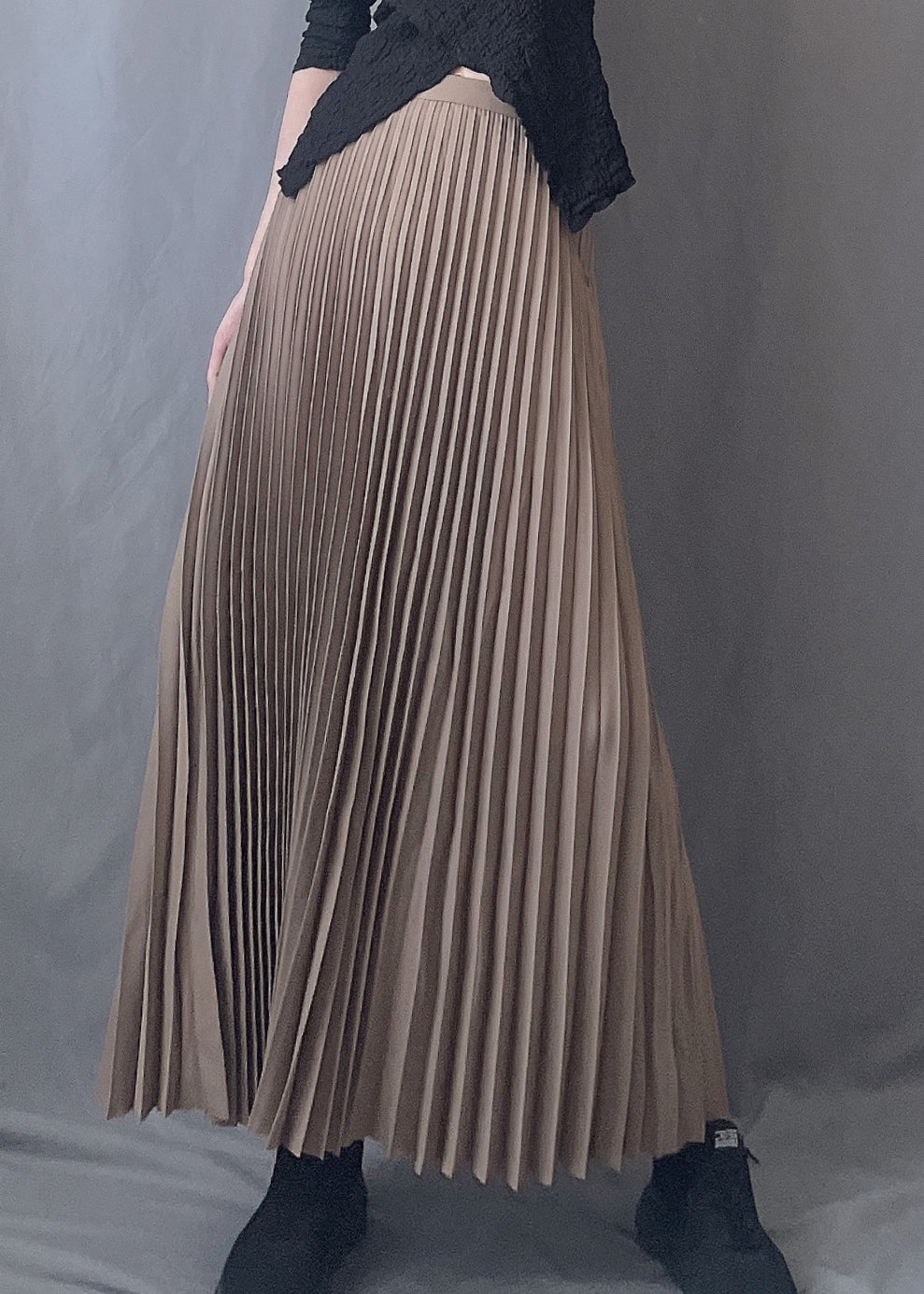 Elastic A Line Chocolate Waist Skirts Wrinkled Art Spring FashionChic