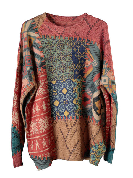 Women Casual Autumn Flower O-Neck Knit Sweater AH1070 HXIFS