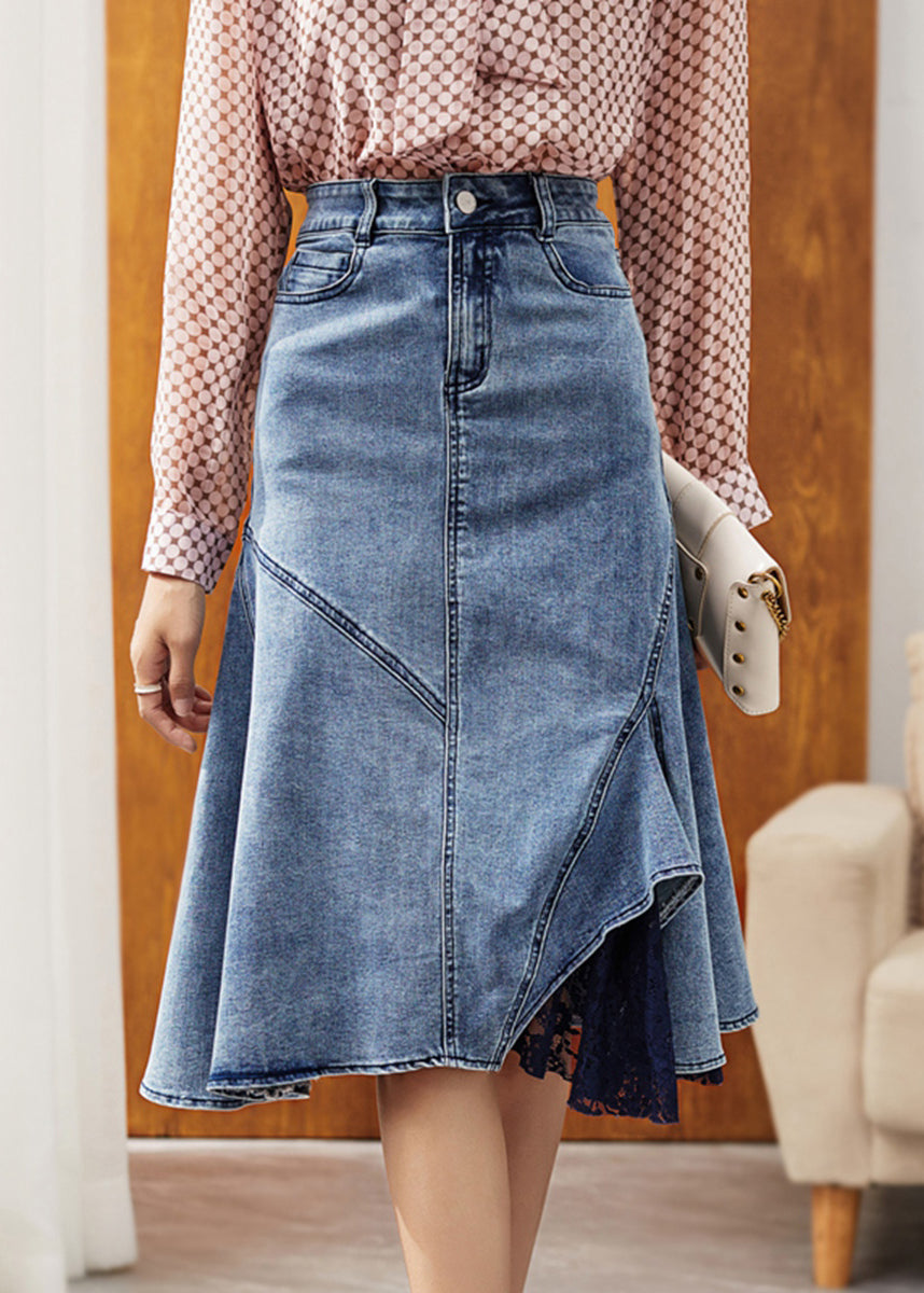 Natural Blue Asymmetrical Patchwork High Waist Denim Skirts Summer EE027 shopify