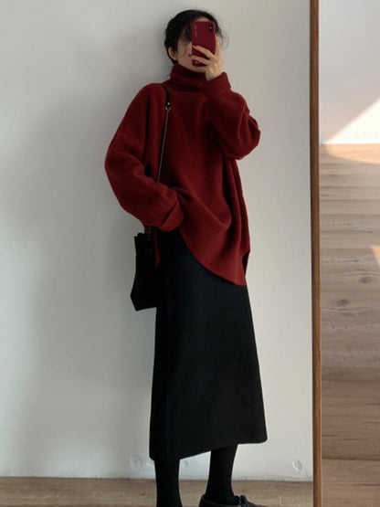 Original Red Turtle Neck Long Sleeves Sweater QX020 shopify