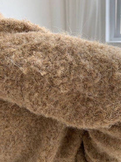 Brief Camel High-Neck Long Sleeve Wool-Blend Sweater AN1064 Genistyle Shop