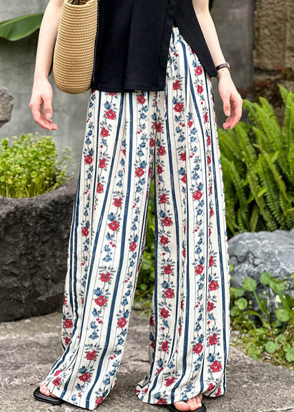 Loose Print Pockets Elastic Waist Wide Leg Pants Summer AF1052 HS-LPTS240914