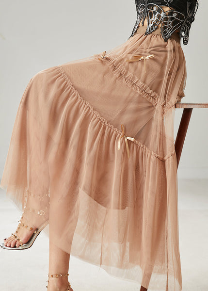 Beautiful Khaki Bow Ruffled Tulle Skirts Summer AZ1015 shopify