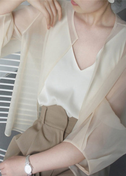 UPF 50+ Cardigans Organza Apricot Summer Beautiful FashionChic