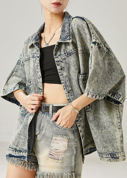 Modern Grey Oversized Pockets Denim Jacket Summer AZ1048 shopify