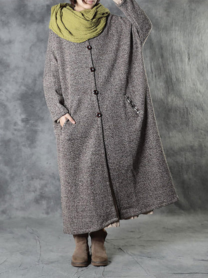 Women Winter Plaid Spliced Wool Long Cardigan Coat AH1091 BK