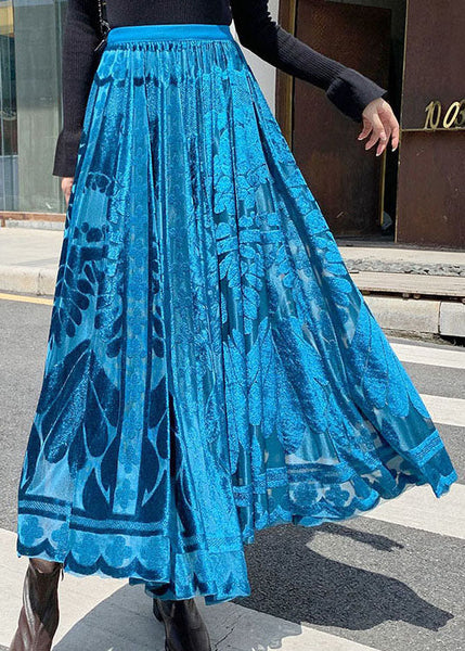 Blue Jacquard Velour pleated skirt Winter AJ1010 shopify