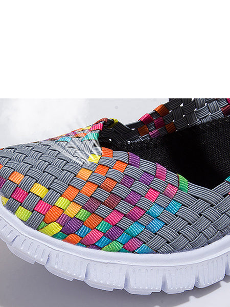 Women Summer Casual Colorblock Weave Flat Shoes RR1017 SADAF