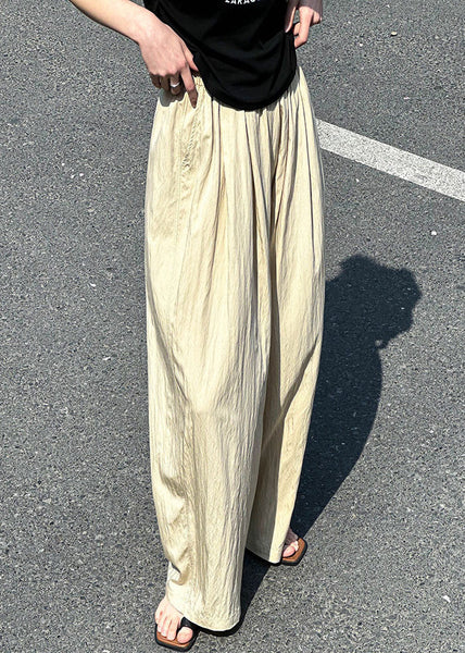 Apricot Solid Thin Cotton Summer Pants Elastic Waist AF1076 HS-LPTS240914